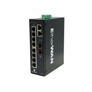 EtherWAN Hardened Unmanaged 8-Port Gigabit PoE and 2-Port Gigabit RJ45/SFP Combo Ethernet Switch 