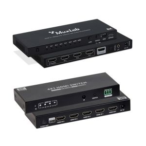 MuxLab HDMI 2.1 48Gbps 4x1 Switch with Audio De-embedder